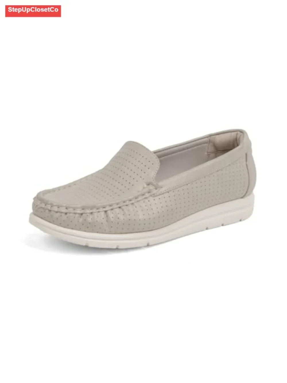 Perforated Faux Leather Loafers Slip-On Women's Driving Walking Shoes